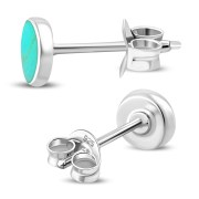 Turquoise Round Sterling Silver Stud Earrings, e440st